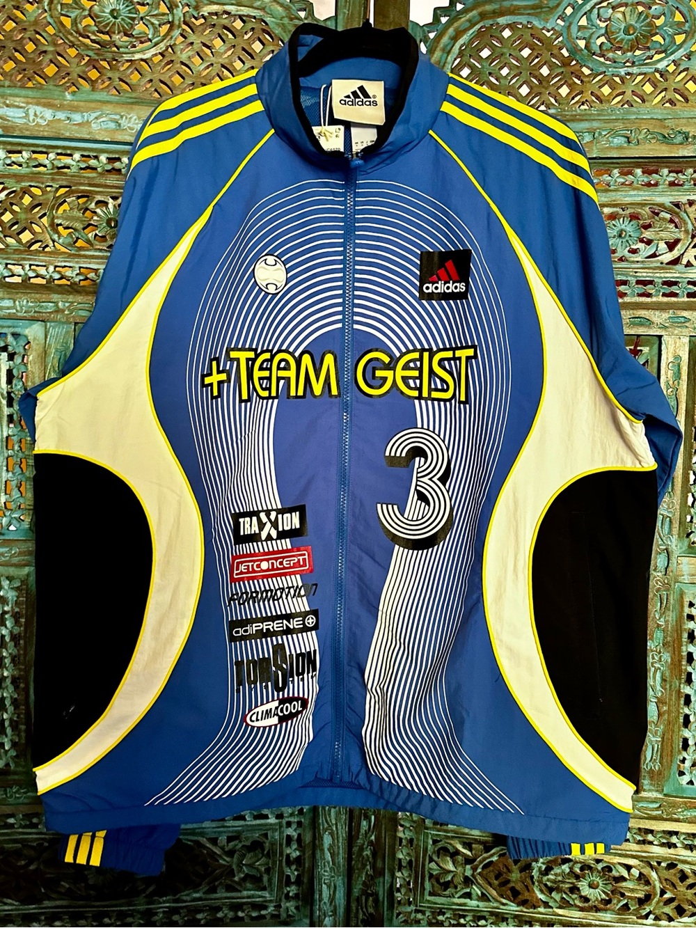 adidas Blue and Yellow +TEAM GEIST Racing Jacket